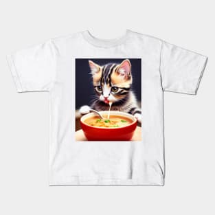 Baby Cat & Soup Kids T-Shirt